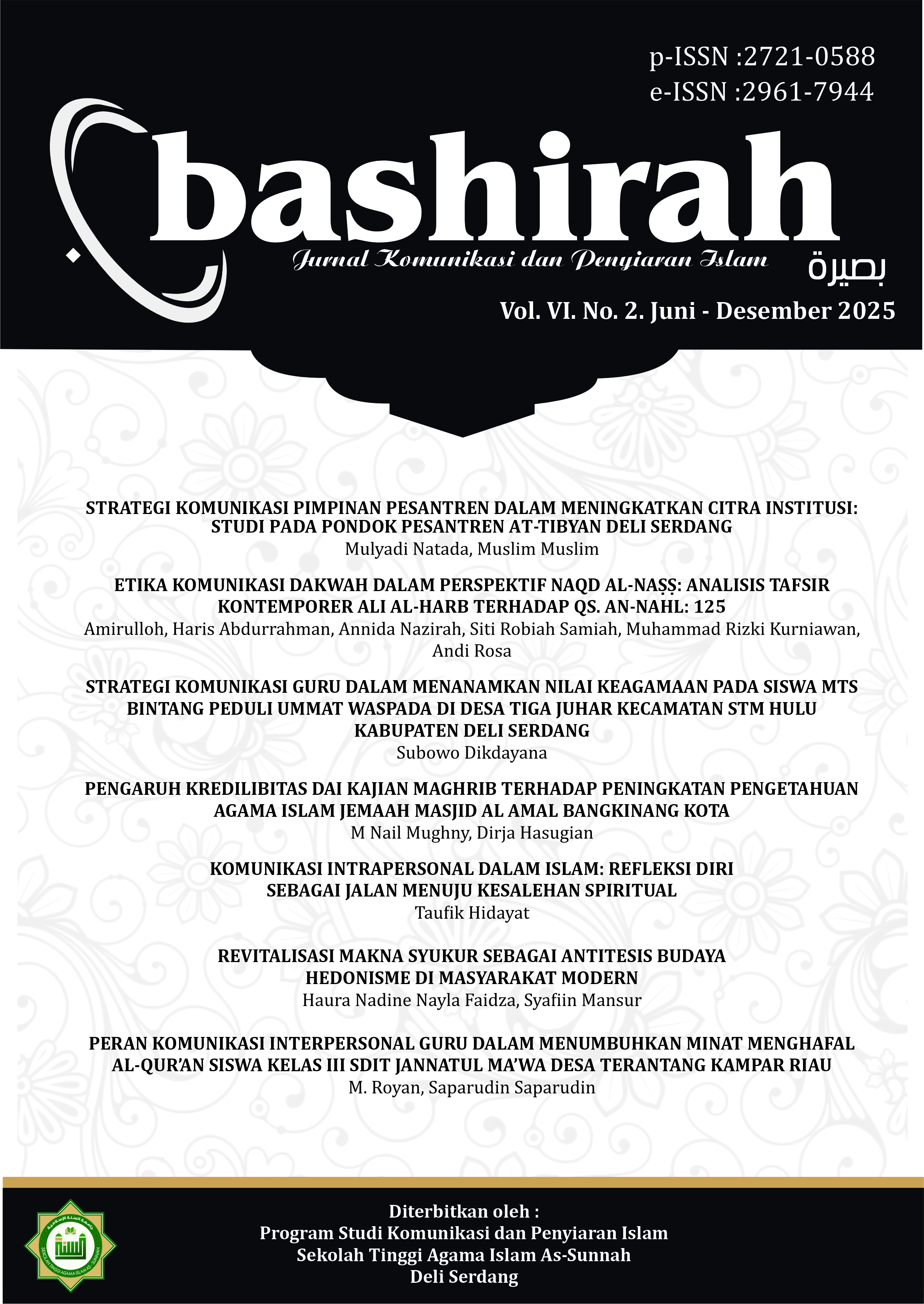 					View Vol. 6 No. 2 (2025): Bashirah
				